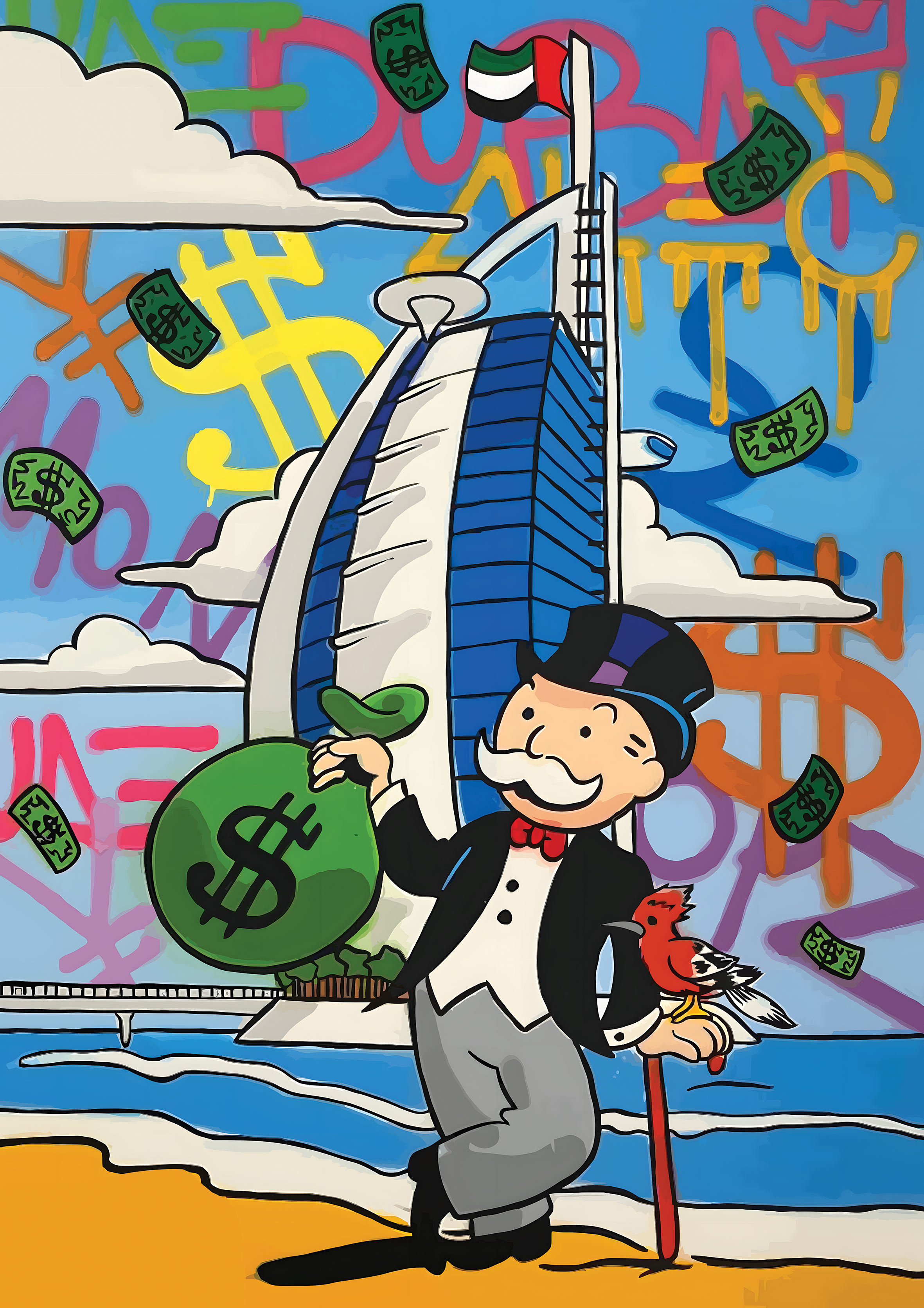 Alec Monopoly Dubai | Graffiti metal poster artwork